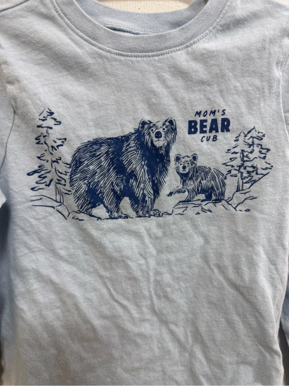 Old Navy Mom's Bear Cub Light Blue Kids Long-Sleeve Tee, Size 5T